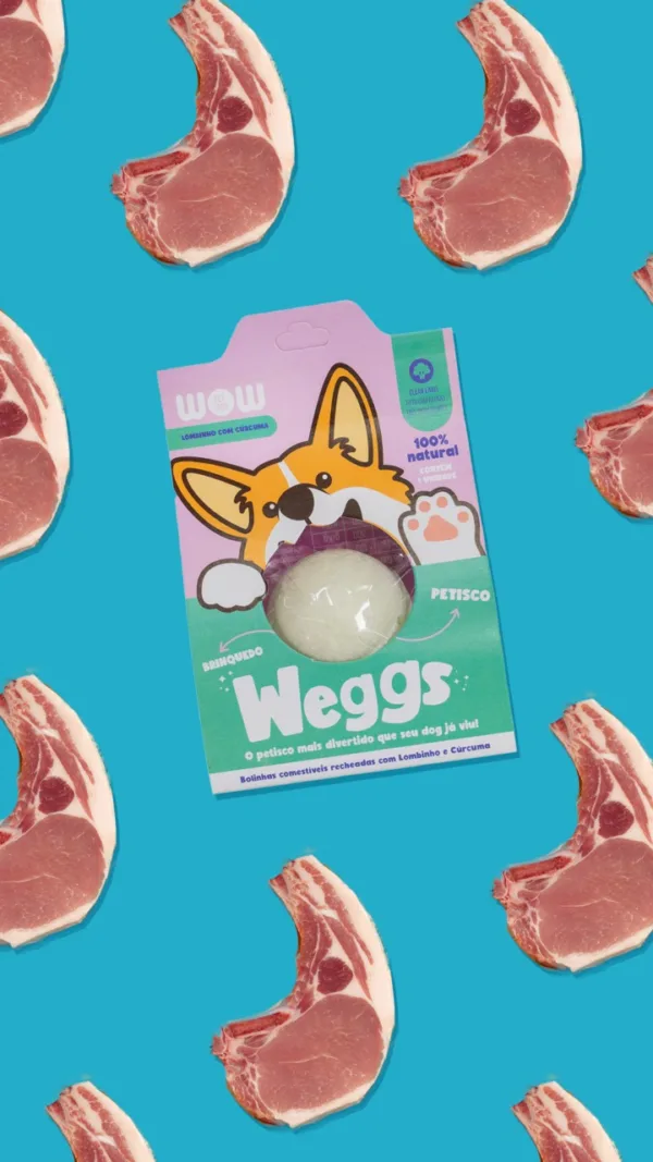 Petisco Divertido - 100% Natural para Cães - Weggs Sabor Lombinho com Cúrcuma