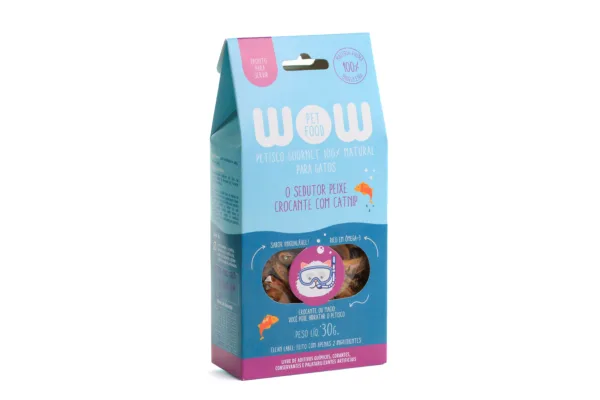 Petisco Natural para Gatos Sabor Peixe com Catnip - WOW Pet Food