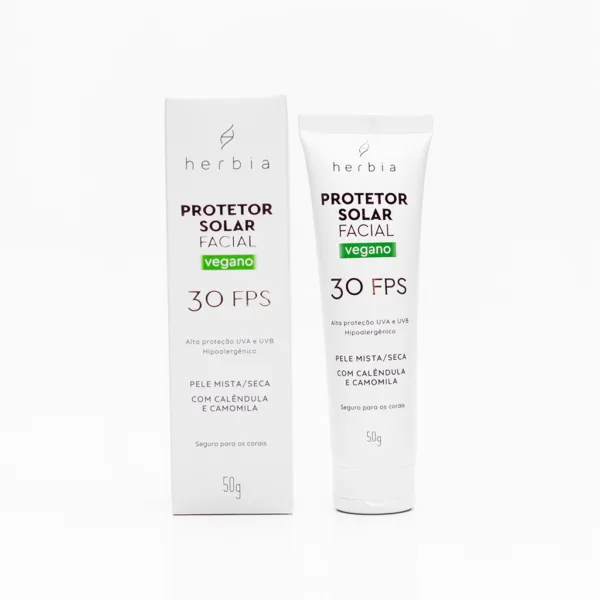 Protetor Solar Facial - Pele Mista/Secas 50g | Vegano | Herbia